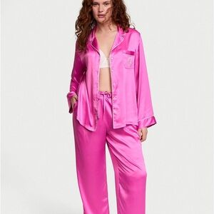 Victoria's Secret Pink Pajama Set Luxurious Satin Sleepwear